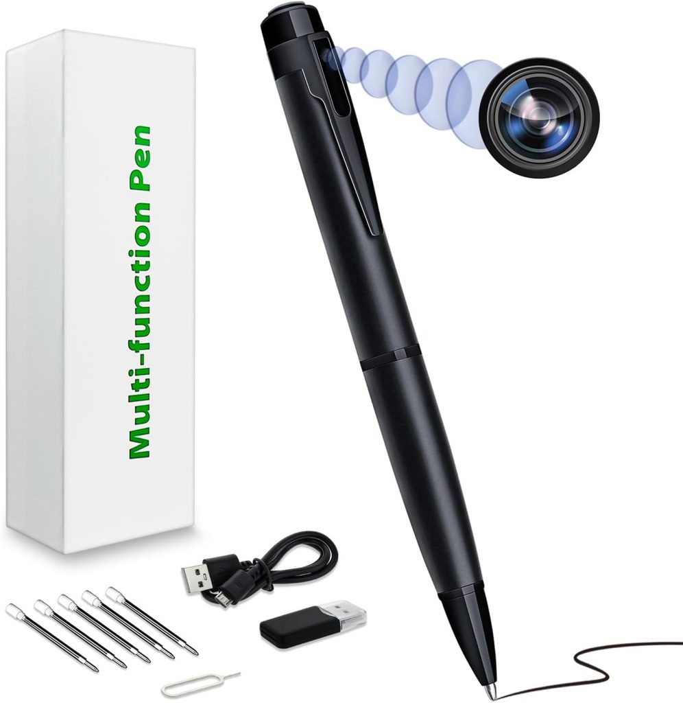 Cámaras Espía Oculta Mini HD 1080P 32GB Bolígrafo de cámara de niñera Grabadora de Audio y Video con Detección de Movimiento para Reuniones de Negocios