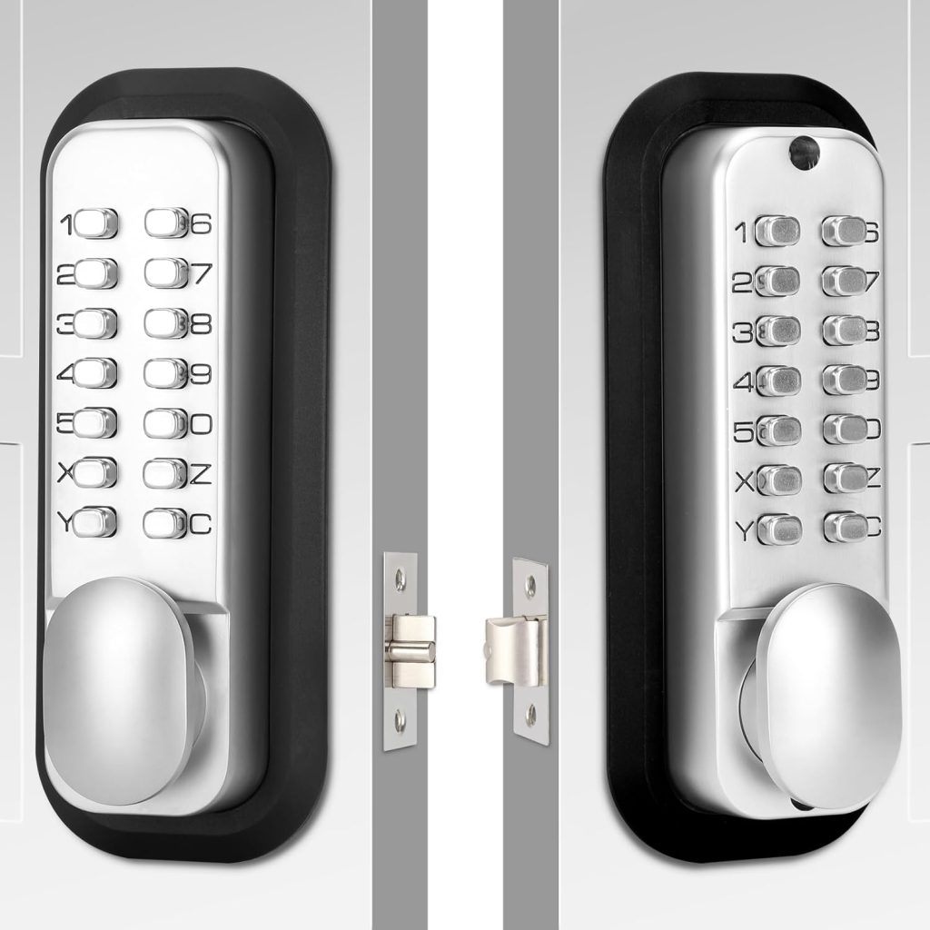 Cerradura mecánica de combinación sin llave para puerta (plateada)