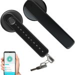 Fingerprint Door Lock, 5 in 1 Smart Door Knob with Smart APP Fingerprint IC Cards Password Backup Keys Fingerprint Door Knob with Keypad for Bedroom, Office, Apartment