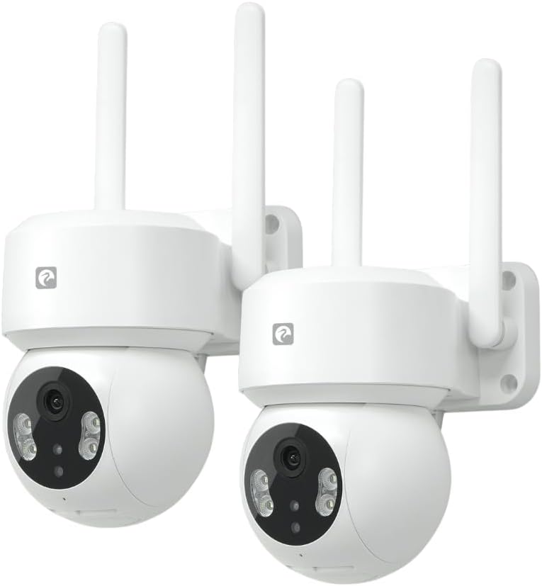 Garza Smart – Pack 2 Cámara de vigilancia WiFi IP 360º Exterior Inteligente. 1296P con Visión Nocturna, Audio bidireccional, Detección de Movimiento, Control por App.