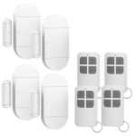 Shackcom 4pcs Alarma para Puertas y Ventanas con Control Remoto para casa con Sensor Magnético Inalámbrico para Sistema de Seguridad para el hogar – Antirrobo Detectores Sirenas con Pilas-130db