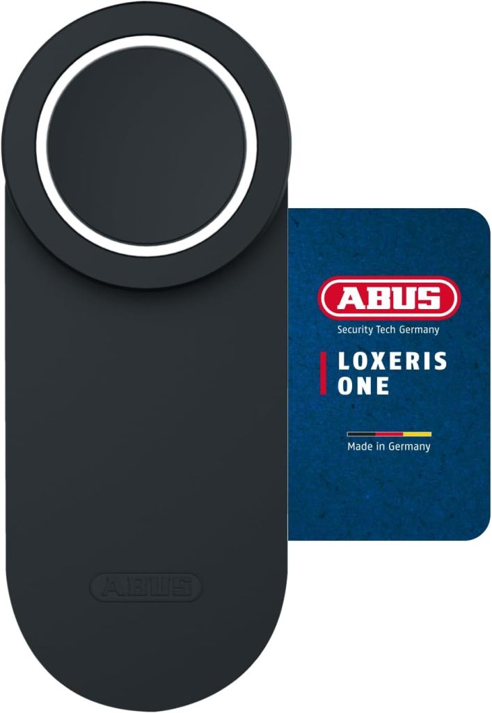 Sistema de bloqueo ABUS LOXERIS One Door: apertura y cierre inteligentes de la puerta principal mediante una aplicación, cerradura electrónica con control de acceso,funciona con pilas, negro