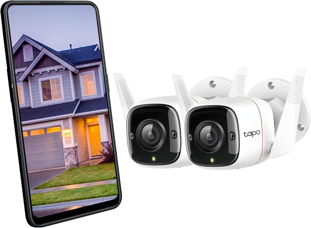 Tapo C310P2 – Camara Vigilancia WiFi Exterior Interior,Resolución 3MP, IP66 con Visión Nocturna, Detección de Movimiento y Alarma Instantánea, Control con App iOS, Android, Compatible con Alexa