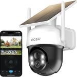 aosu Cámara de Vigilancia WiFi Exterior Solar 3MP 2K, 360° 2.4GHz con Panel Solar y Batería, Cámara de Seguridad Exterior Sin Cables con Detección PIR
