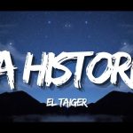 Cartel nocturno con las palabras 'LA HISTORIA' en tipografía llamativa sobre colinas y cielo estrellado; Aprende español fácilmente para mejorar tu comunicación.