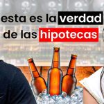 Miniatura de entrevista con una inversora en viviendas okupadas que ofrece dinero, mostrando a una mujer y un hombre conversando frente a un fondo de bar, tres botellas sobre hielo en primer plano y el texto destacado "esta es la verdad de las hipotecas".
