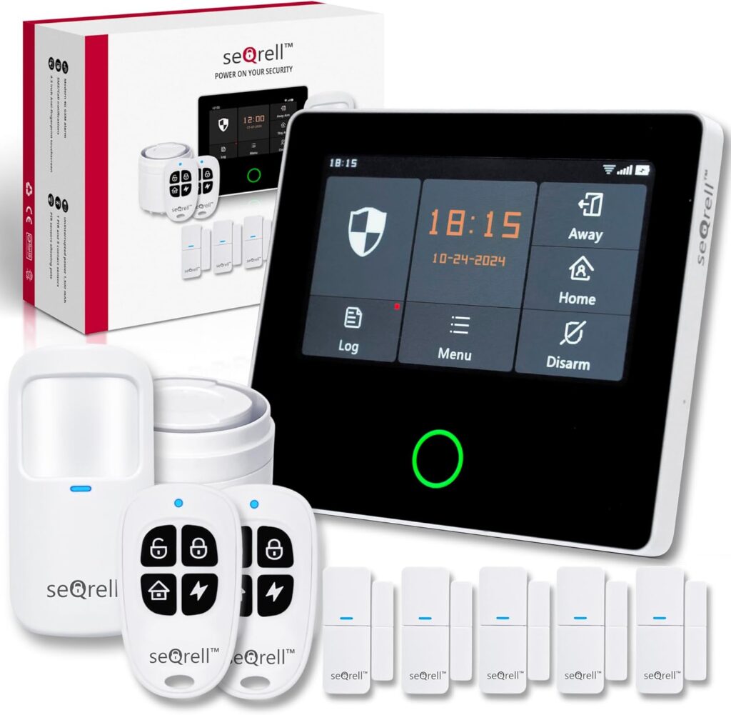 seQrell, Kit Alarma Casa con Aviso al Movil, Sistema de Alarma para Casa WiFi y 4G gsm sin cuotas con Pantalla Táctil 4.3” y Batería de 1500 mAh, Aplicación Tuya Smart Life, Alexa y Google, SQ4324C
