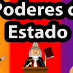 Ilustración que representa los tres poderes del Estado, mostrando a un personaje con micrófono, un magistrado sosteniendo un libro y un documento con anotaciones, acompañada del texto 'Okupación en España: magistrado del Supremo pide cambio legal'.