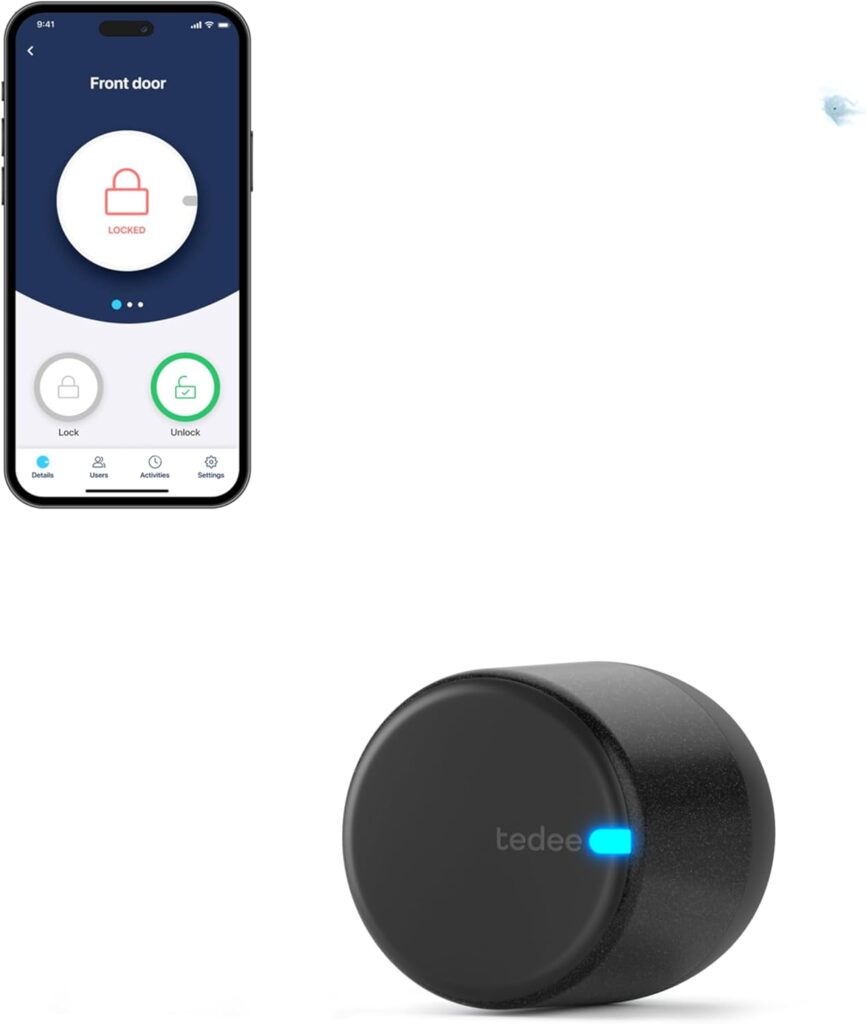 tedee GO2 Cerradura Inteligente Retrofit para La Puerta, Cerradura Digital con Bloqueo Automático y App, Seguridad Smart lock Acceso sin Llave
